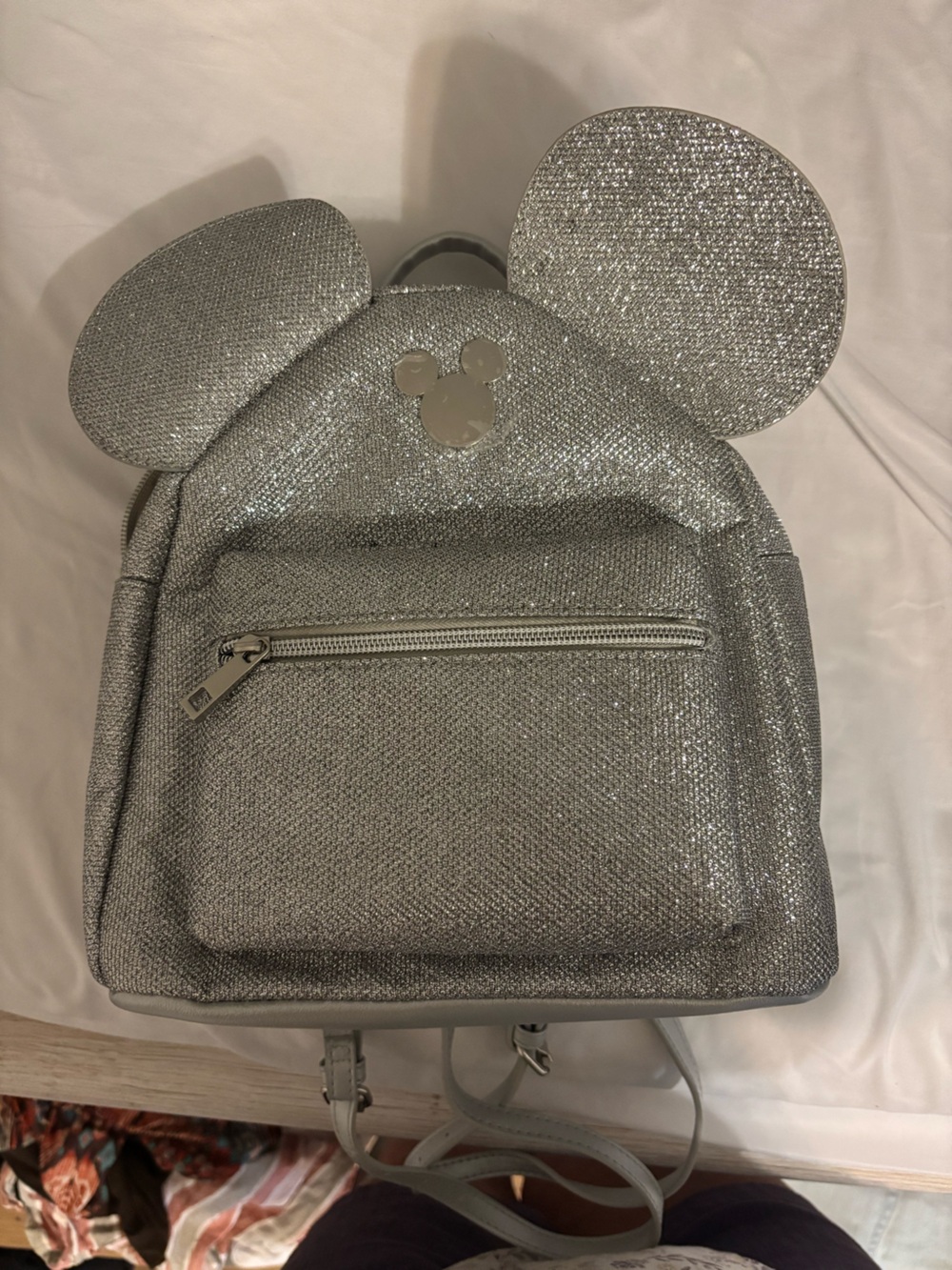 Disney silver glitter Mickey Mouse small backpack